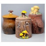 (3) Mushroom Cookie Jars from the 1970's