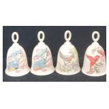 (4) Ceramic Hand Painted Bird Bells*