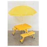 Finex Portable Folding Table & Chairs w/ Umbrella