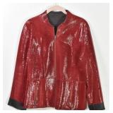 CHICO'S Red Snakeskin Leather Reversible Jacket