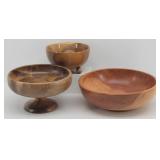 (3) Beautiful Wood Bowls & Wood Salt & Pepper...