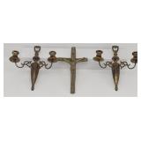 Brass Crucifix & Candle Sconces