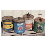 (4) 5-Gallon Oil Cans: Hydrotex, Conoco...