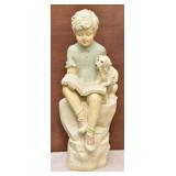 Boy w/ Book & Puppy Victorian Statue NIB