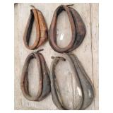 Four Antique Leather Horse Collars