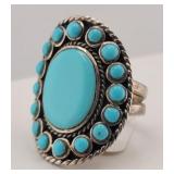 New Sterling & Faux Turquoise Western Ring