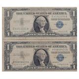 (2) 1957 A Silver Certificates $1 Blue Seal