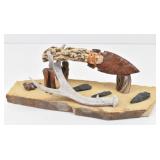 Flint Knapped Knife & Arrowhead Display on Stone