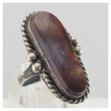 Navajo Old Pawn & Fire Opal Sterling Ring 7.443gtw
