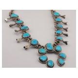 1970's Kingman Turqouise Squash Blossom Necklace