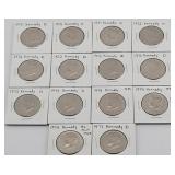 (14) 1971-1977 Kennedy Half Dollars