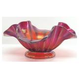 FENTON Ruby Iridescent Stretch Glass Bowl