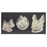 Scottie Dog & Chicken Glass Candy Containers &