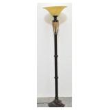 Bronze Look Torchiere Floor Lamp Scalloped Shade