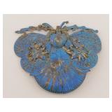 Chinese Kingfisher Cloisonne Butterfly Brooch