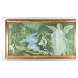 "Guardian Angel" Vintage Lindberg Lithograph Print