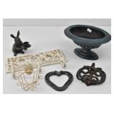 Cast Iron Decor Lot: Door Knocker, Wall Hooks