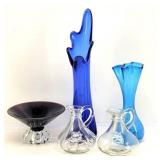 (3) Mid-Century Art Glass Vases, plus ...