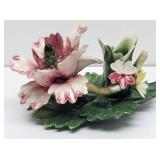 Capodimonte Italy Porcelain Flower Candle Holder