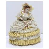 Large Signed Dresden Lace 8" Lady Figurine