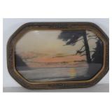 Antique Oval Bubble Glass Ocean Sunset Photo Print