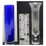 (3) Art Glass Bud Vases: Lucien Ricard Vase,...