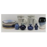 Studio Pottery Lidded Vessel Grass Design, Mugs +