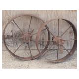 (2) Antique Steel Farm Machinery Wheels 19"