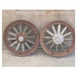 (2) Antique Dodge Wood Spoked Wheels 23"