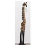 Tall African Zebra Wooden Sculpture 78" T