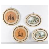 (2) Pairs of Antique Round & Oval Pictures