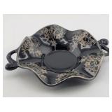 Art Deco Silver Floral Overlay Tidbit Tray