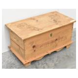 MEMORIES Carved Pine Wood Storage Blanket Chest