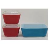 (3) Primary Color Pyrex Refrigerator Dishes