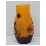 Autumn Maple Cameo Glass Galle Style Vase