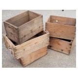 (5) Primitive Wood Crates / Boxes Rustic Decor
