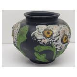 Tiffen Black Satin Glass Poppy Vase with ...