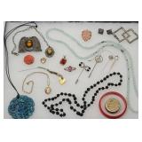 (19pc) Jewelry: Belt Buckle, Necklaces, ...