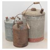 (3) Primitive Fuel Cans 2-Ribbed, Rustic Decor