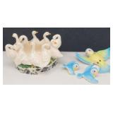 Blue Bird Wall Plaques, & Gaggle of Geese Planter
