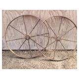 Two 24" Iron Wagon Wheels