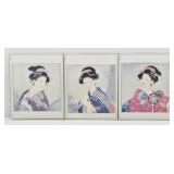 Set of (3) Baino Tousui Japanese Lady Prints
