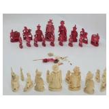 Chinese Hand Carved Bone Chess Set *some broken
