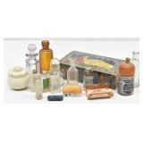 Antique Perfume Bottles & Art Nouveau Tin