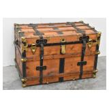 Classy Antique Pine & Iron Trunk