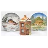 PRICE Cottage Ware Cookie Jar, & 2 Bavarian Plates