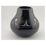 Signed Black on Black Gourd Shape Navajo Vase