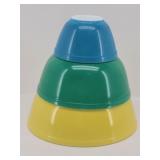 (3) Pyrex Primary Color Mixing Bowls