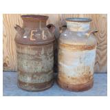 (2) Rusty Milk Cans / Country Decor