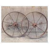 (2) Rustic Steel Spoked Wheels 23"